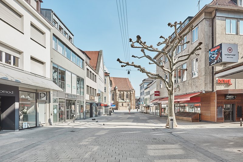 Heilbronn: Fleinerstraße mit Blick auf den Chors der Kilianskirche